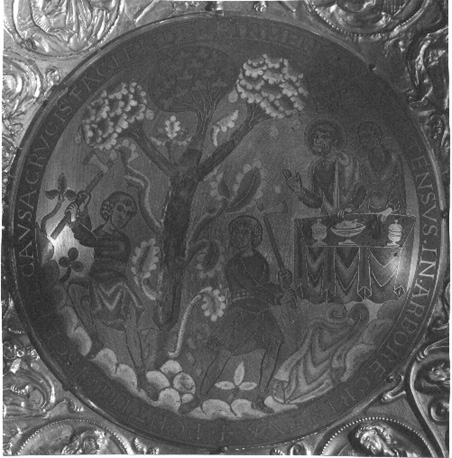 Reliekschrijn van Sint Heribertus van Keulen, detail, dak, scènes uit het leven van Heribertus: visioen van de kruisboom