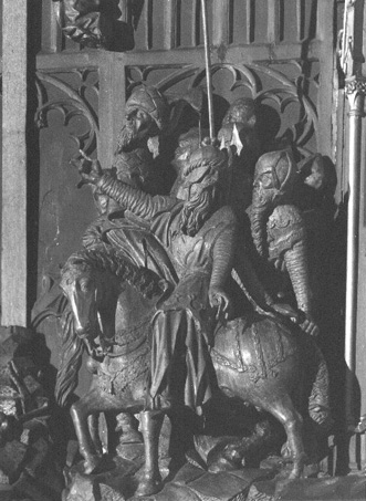 Retabel: kruisiging van Christus, detail: ruiter