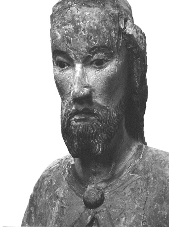 Christus op de ezel, "Palmesel", detail: hoofd van Christus
