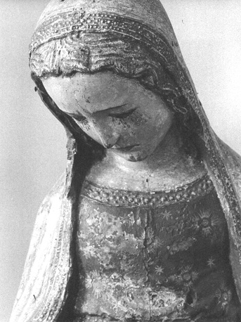 Maria (onderdeel van een Pietà), detail: hoofd van Maria