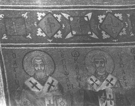 Hoofd-absis: heiligen, detail: heilige Epiphanius, heilige Clemens