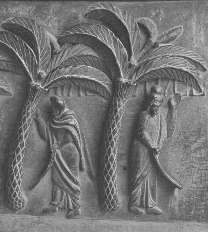 Deuren van St Ranieri met 24 panelen met scènes uit het Leven van Christus, detail: Profeten tussen palmbomen