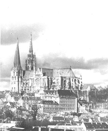 Zicht op de kathedraal in de stad