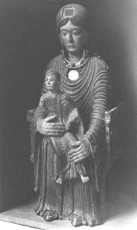 Maria zittend, met het Christuskind op haar schoot (Sedes Sapientiae); genoemd: Notre-Dame de Saint-Flour