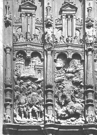 Zuidtransept, portaal, detail van deur: reliëf