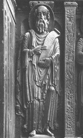 Westfacade, hoofdportaal, zuidelijke portaalwang: beeld van sint Paulus