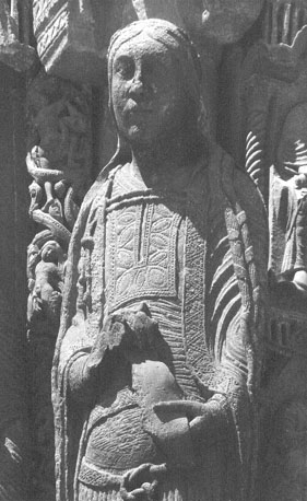 Westfacade, Portail Royal, noordportaal, linker portaalwang: statue-colonne, figuur uit het Oude Testament