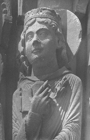 Westfacade, Portail Royal, southern porch, left jamb: statue-colonne,