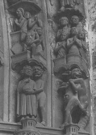 Zuidtransept, middenportaal, archivolten, detail: verrijzenis der doden en ondergang van de verdoemden