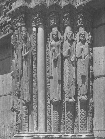 Westfacade, Portail Royal, midden- portaal, linker portaalwang: figuren uit het Oude Testament