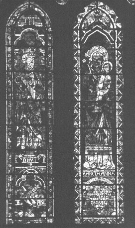 Noordtransept, lancetvensters: David met harp (links), Anna met haar dochter Maria op haar arm (rechts)