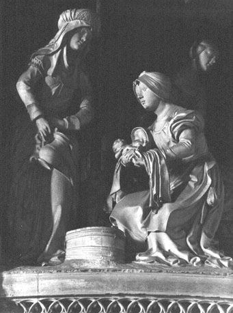 Koorafsluiting, detail: geboorte van Maria
