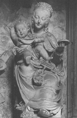 Koorafsluiting, detail: Maria met het Christuskind , detail van 'Aanbidding van de koningen'