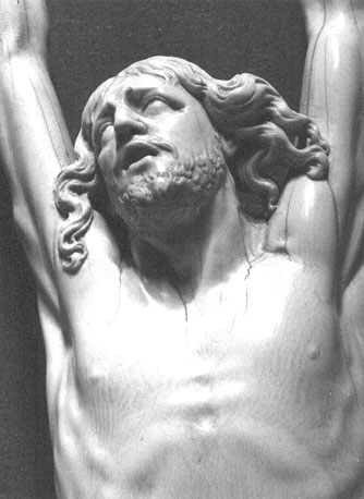 Sacristie, Kruisbeeld (Christus aan het kruis), detail: hoofd van Christus