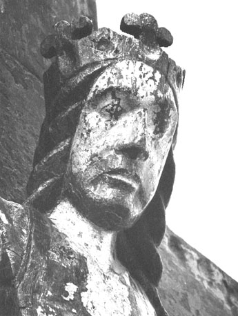 Christus aan het kruis, detail: hoofd van Christus (met kroon)