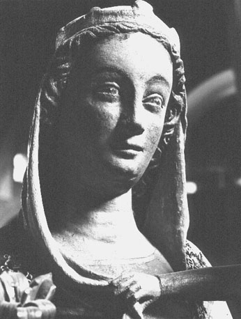 Maria met Christuskind; detail: hoofd van Maria
