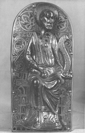Gewelfde plaque met figuur van apostel Paulus