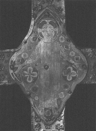 Crucifix, achterkant, midden: staande Christus in vierpas (detail)