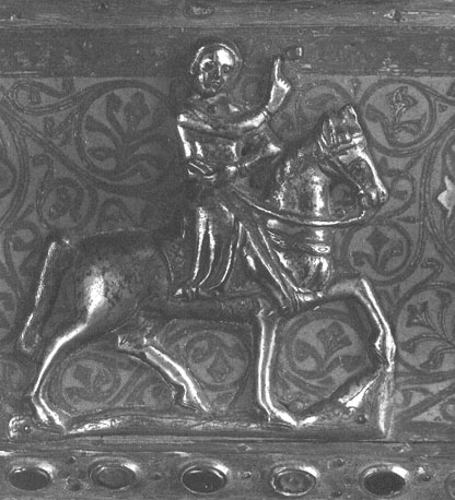Reliekkistje van heilige Fausta, detail: man te paard