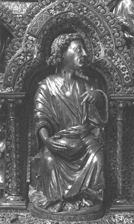Reliekschrijn van de heilige Eleutherius, lange kant: apostel Johannes met een vaas