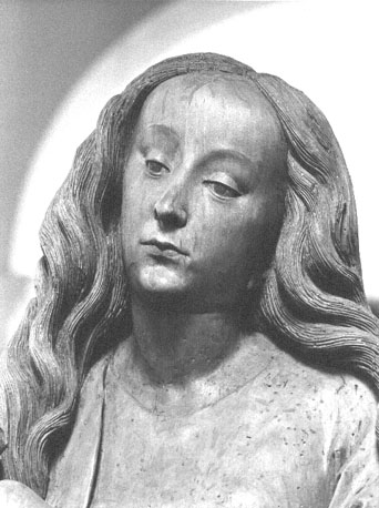 Maria met Christuskind , detail: hoofd van Maria