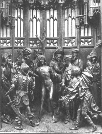 Sint-Jorisretabel, detail: sint Joris wordt gegeseld