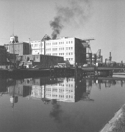 Industrieel gebouw bij het water