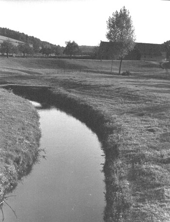 Landscahp met boerderij en sloot