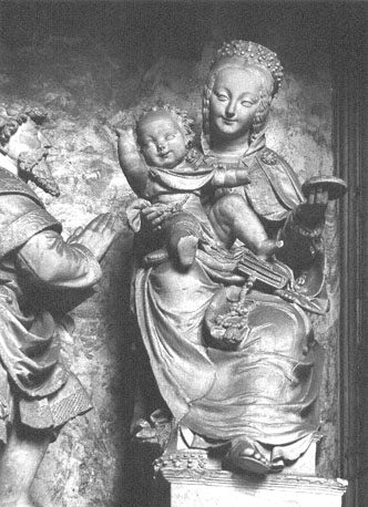 Koorafsluiting, detail: Maria met het Christuskind , detail van 'Aanbidding van de koningen'