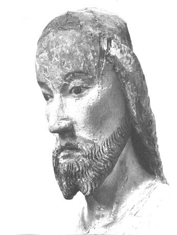 Christus op de ezel, "Palmesel", detail: hoofd van Christus