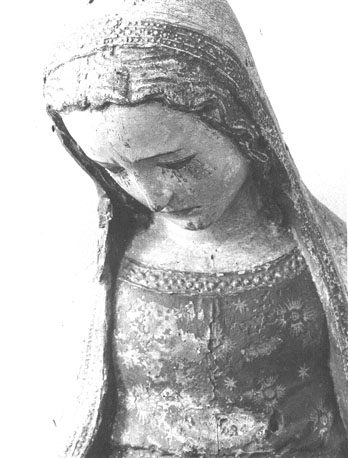 Maria (onderdeel van een Pietà), detail: hoofd van Maria