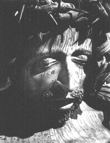 Gekruisigde Christus, Misericors Salvator genoemd, detail: hoofd van Christus
