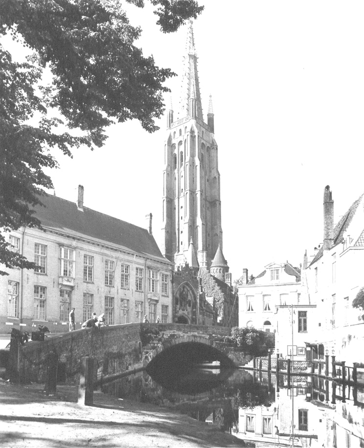 Toren van Onze Lieve Vrouwekerk gezien vanaf de Dijver
