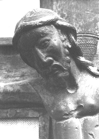 Crucifix, detail: hoofd van Christus