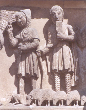 Westfacade, Portail Royal, zuider portaal, timpaan: Verkondiging van de geboorte van Christus aan de herders