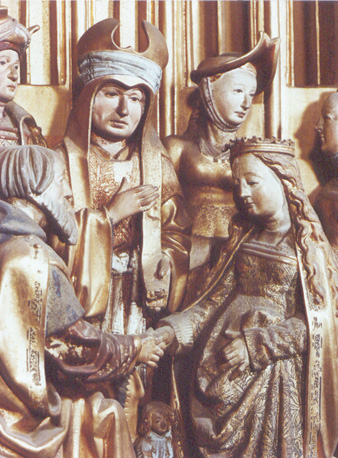 Retabel van Saluces (of: Saluzzo), detail: huwelijk van Maria en Jozef