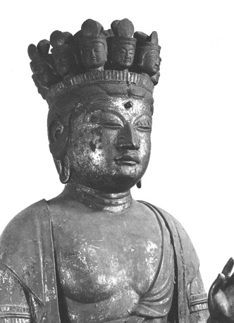 Elfkoppige Kannon, detail: kop en schouders
