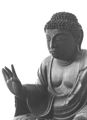 Miroku Bosatsu (voorstelling van Bodhisattva Maitreya), detail: bovenlichaam