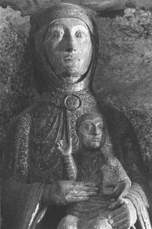 'Sedes Sapientiae': tronende Maria met Christuskind op haar schoot, detail: bovenste helft
