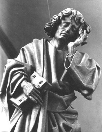 Johannes naast het kruis (deel van Triomfkruis), detail: bovenste helft
