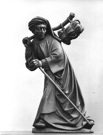 Altaar van de Zeven Smarten van Maria, scène links, beneden: Vlucht naar Egypte, detail:  Jozef (buiten retabel)