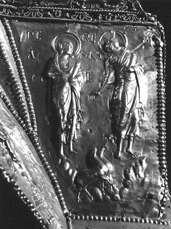 Arnulf-ciborium, detail: Christus roept Petrus ("Petre Amas Me")