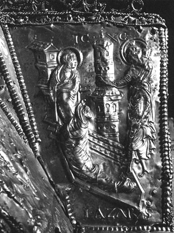 Arnulf-ciborium, detail: Opwekking van Lazarus