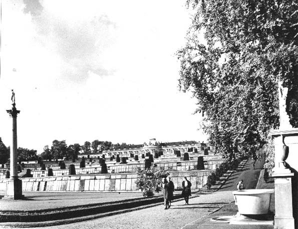 Uitzicht op wijnberg voor het slot Sanssouci, gezien vanuit het zuiden