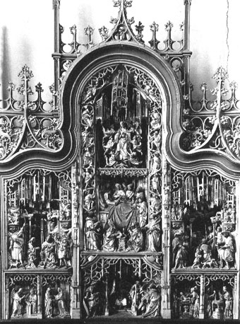 Noordelijke zijbeuk, retabel met scènes uit het leven van Maria
