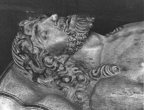Christus in zijn graf, detail: hoofd van Christus