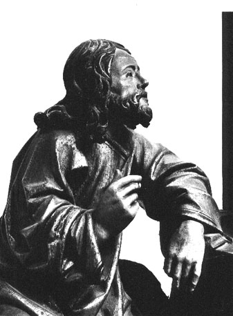 Christus en de Samaritaanse: gezeten bij Jacobs bron, vraagt hij haar om iets te drinken; detail: bovenlichaam van Christus
