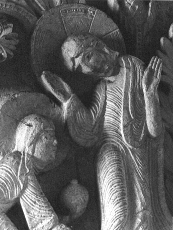 Kapiteel: Verschijning van Christus na de Verrijzenis, Maria Magdalena knielt voor Christus ('Noli me tangere'): detail