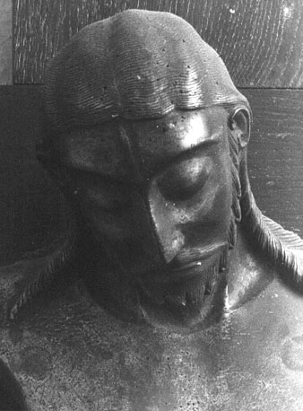 "Werdener Kruzifixus", detail: hoofd van Christus