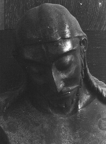 "Werdener Kruzifixus", detail: hoofd van Christus